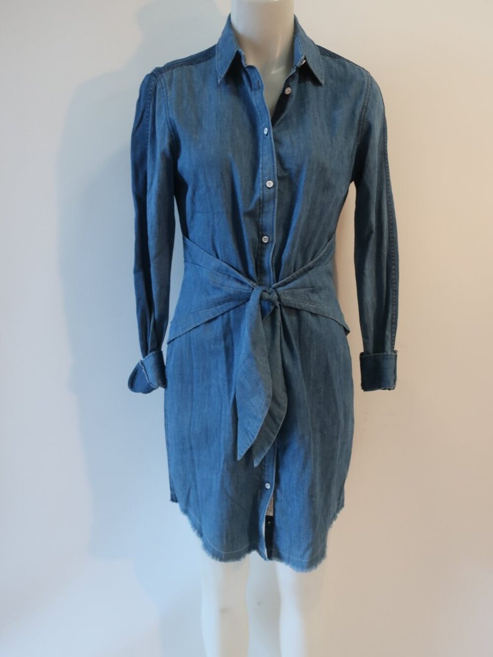 Women Rag & Bone Sadie Indigo Blue (Item-318) Cotton Silk Destroy Shirt Dress S - Picture 3 of 11